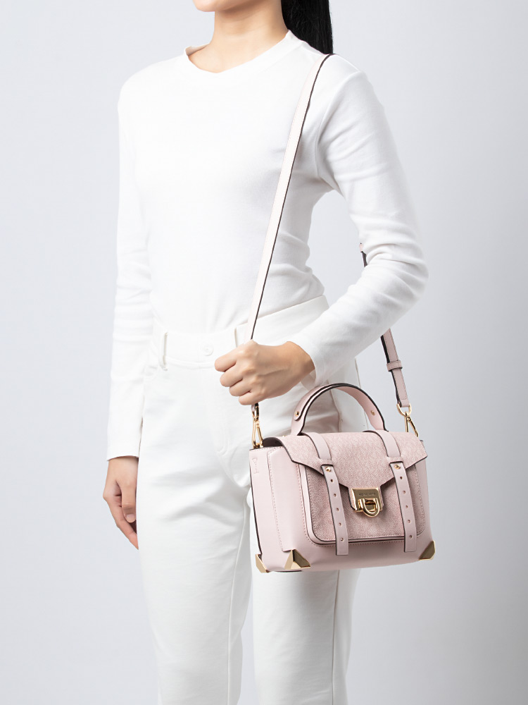 Signature Manhattan Medium Top Handle School Satchel Dark Powder Blush