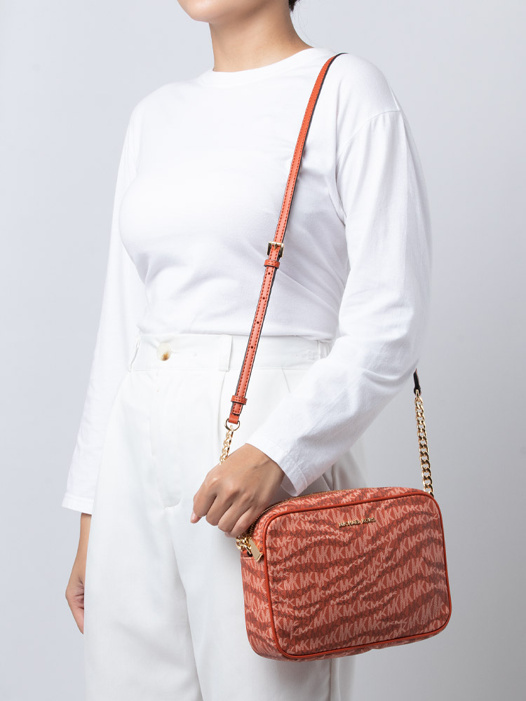Jet Set Signature Large East West Crossbody Deep Orange