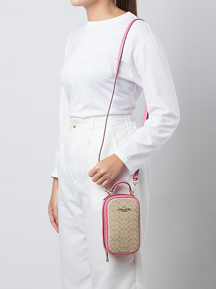 CF368 Signature Colorblock Eva Phone Crossbody Light Khaki Petunia