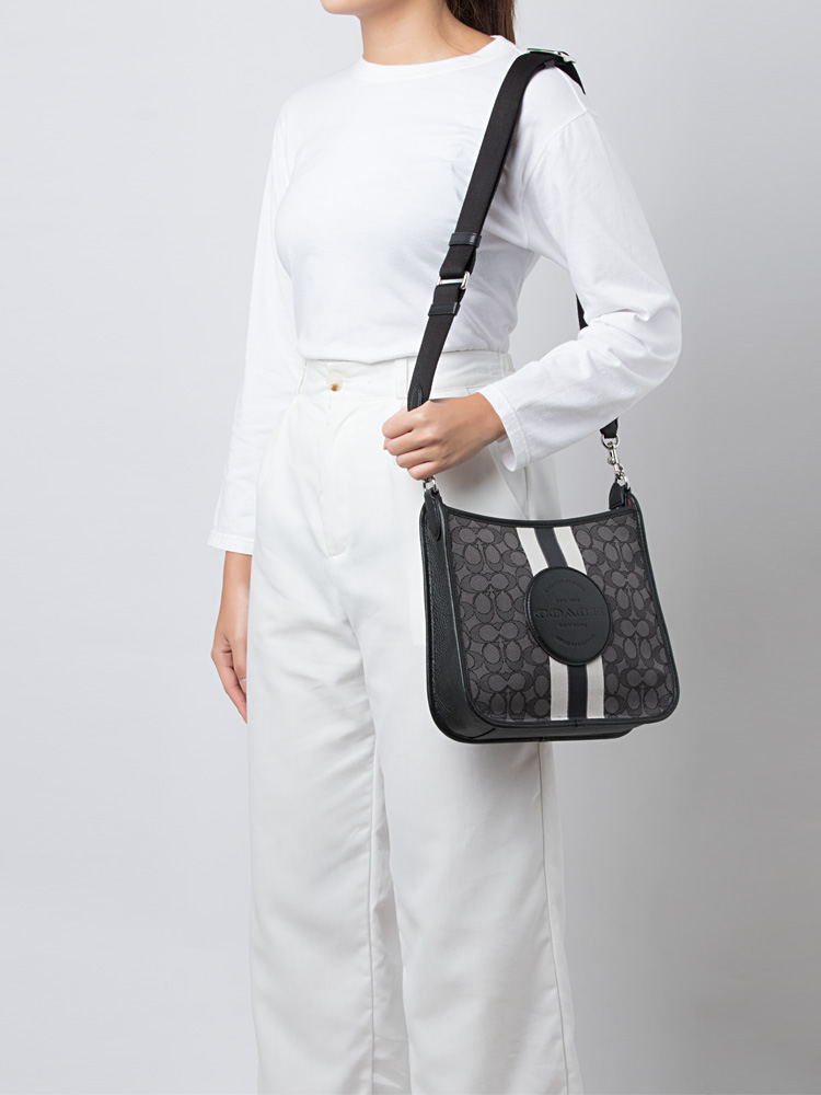 CA195 Signature Jacquard Stripe Patch Dempsey File Bag Black Smoke