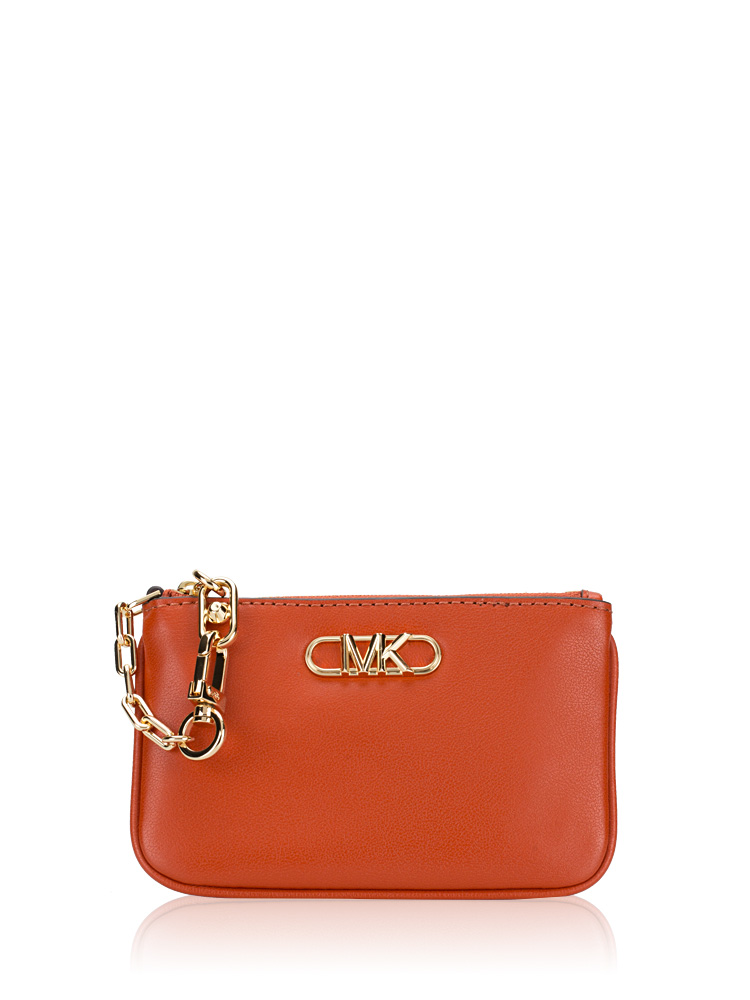 Parker Leather Small Key Card Holder Deep Orange