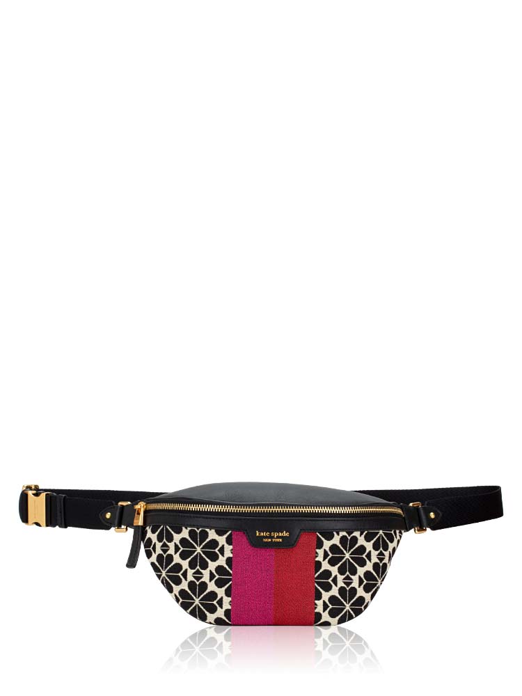 Spade Flower Jacquard Stripe Medium Belt Bag Cream Multi