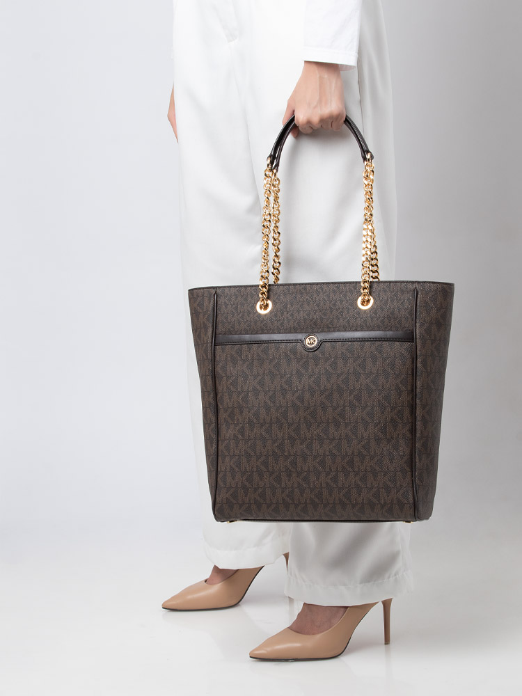 Signature Blaire Large NS Chain Tote Chocolate