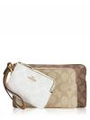 CJ721 Signature Corner Zip Trio Wallet Khaki Multi
