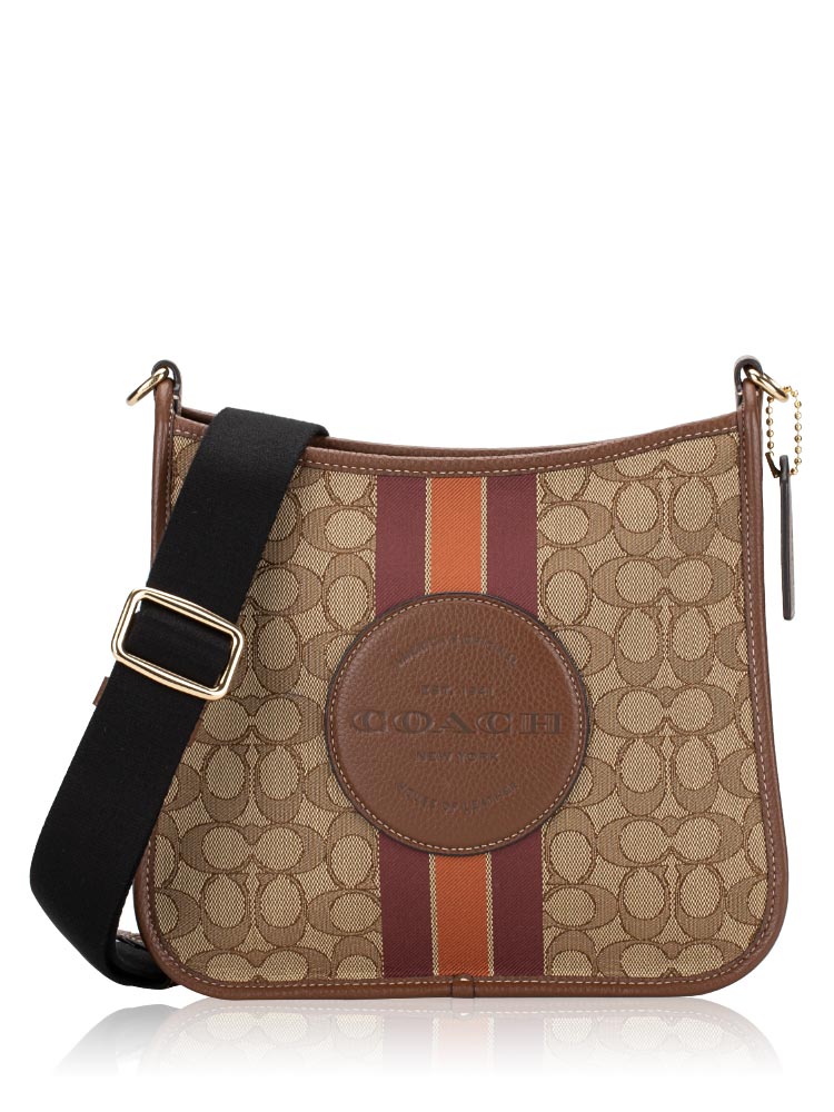 CA195 Signature Jacquard Stripe Patch Dempsey File Bag Khaki Saddle Multi