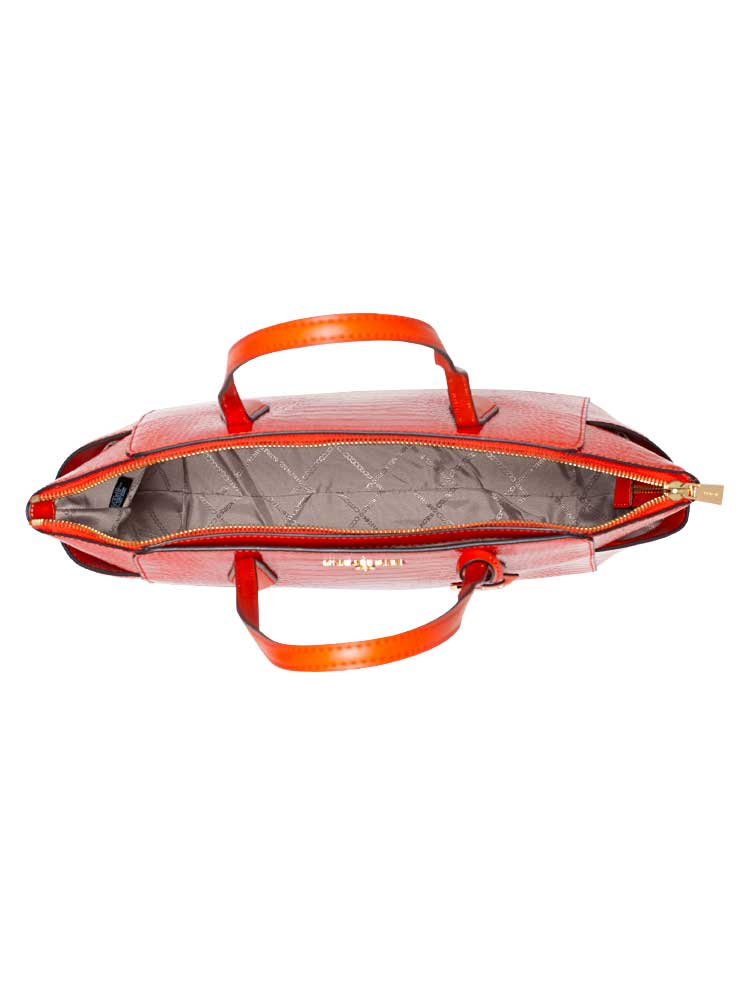 Marilyn Embossed Leather Tote Optic Orange