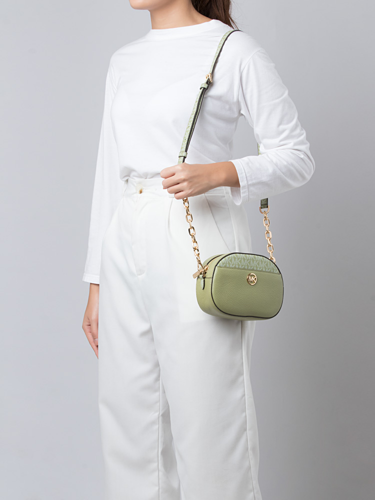 Jet Set Glam Small Front Pocket Oval Crossbody Light Sage