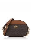 Jet Set Glam Signature Small Front Pocket Oval Crossbody Brown
