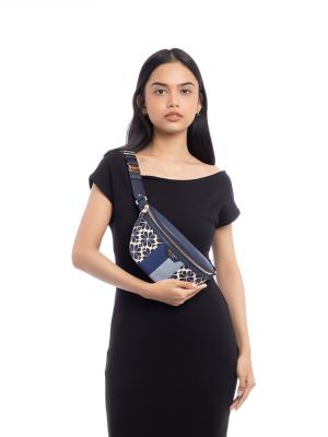 Spade Flower Jacquard Stripe Medium Belt Bag Blue Multi