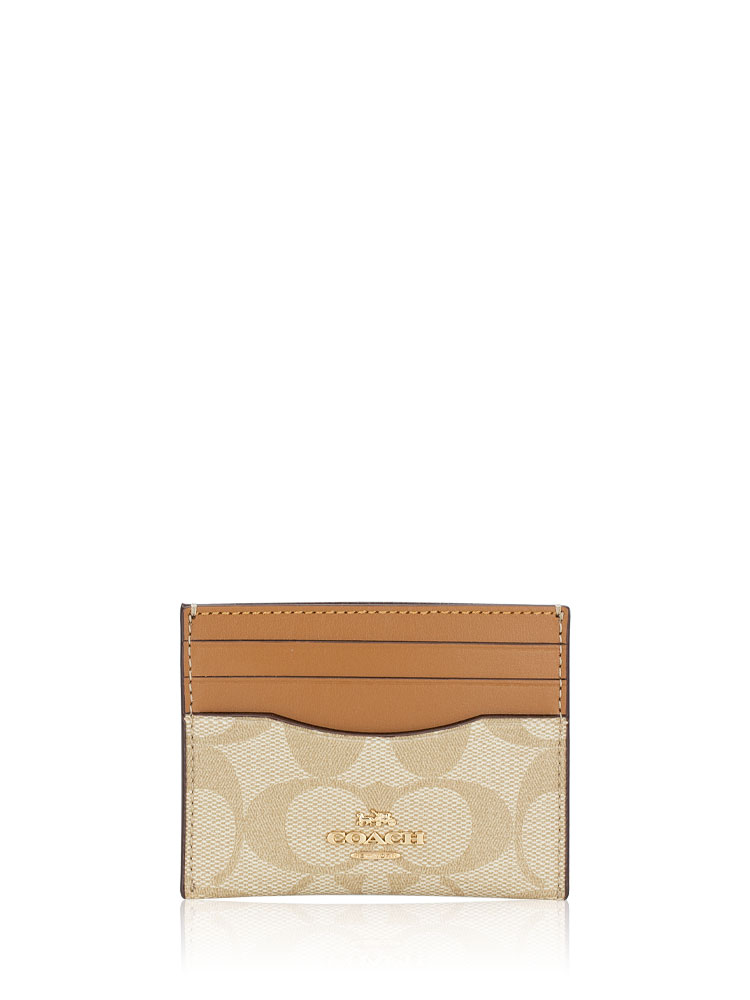 CH415 Signature Slim ID Card Case Light Khaki Light Saddle