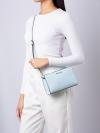 Sheila Saffiano Small Top Zip Crossbody Bag Vista Blue