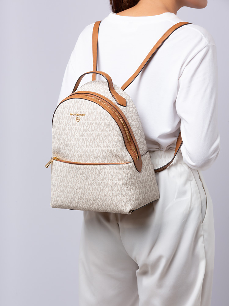 Valerie Signature Leather Medium Backpack Vanilla Acorn