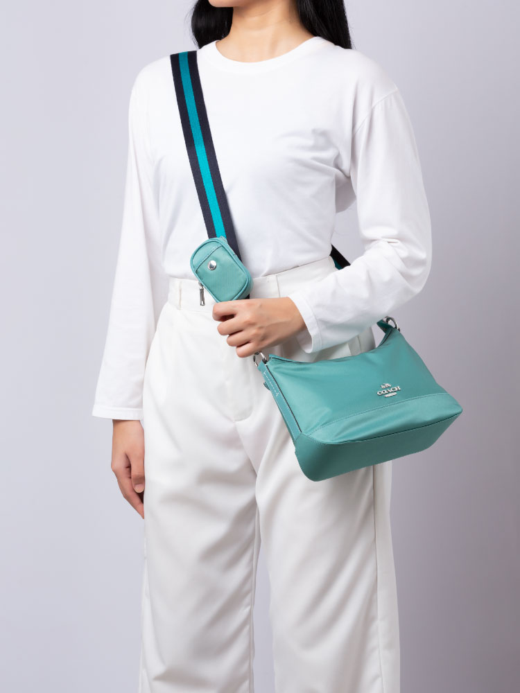 CA205 Ellis Nylon Shoulder Bag Blue Green Multi