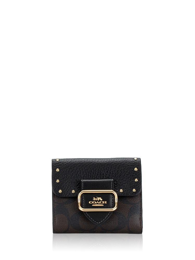 CF471 Signature Morgan Colorblock Rivets Wallet Brown Black Multi