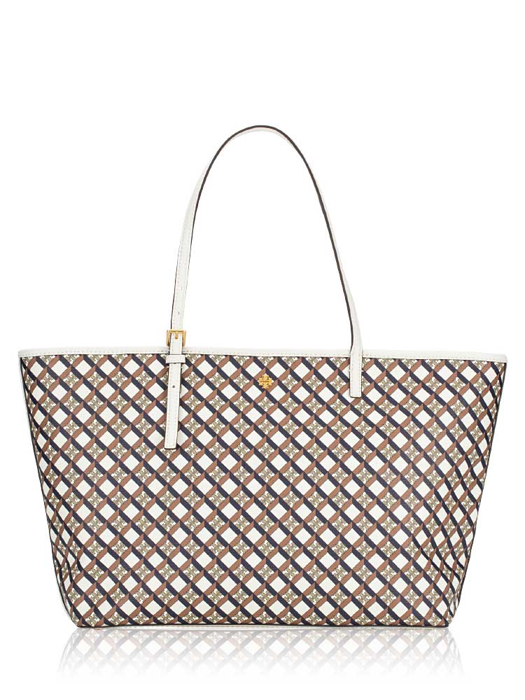 Geo Logo Allover Top Zip Tote Ivory Neutral
