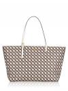 Geo Logo Allover Top Zip Tote Ivory Neutral