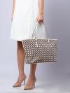 Geo Logo Allover Top Zip Tote Ivory Neutral