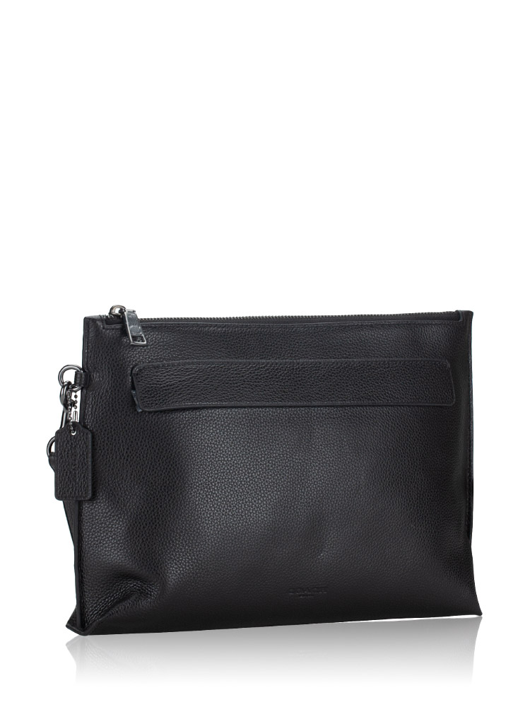 Men 28614 Pebbled Leather Pouch Black Gunmetal