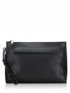 Men F28614 Pebbled Leather Pouch Black Gunmetal