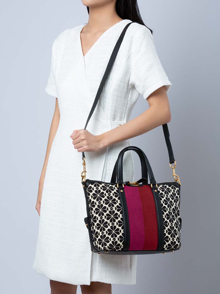 Spade Flower Jacquard Medium Satchel Cream Multi