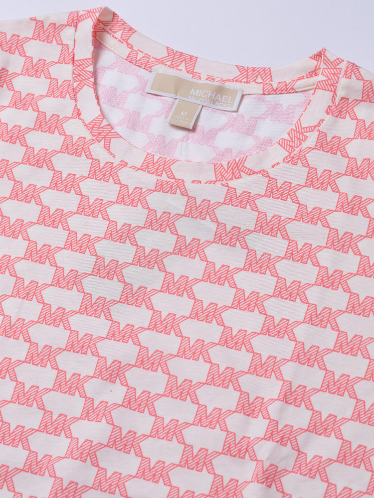 Monogram Print Organic Cotton T-Shirt Tea Rose Sz M