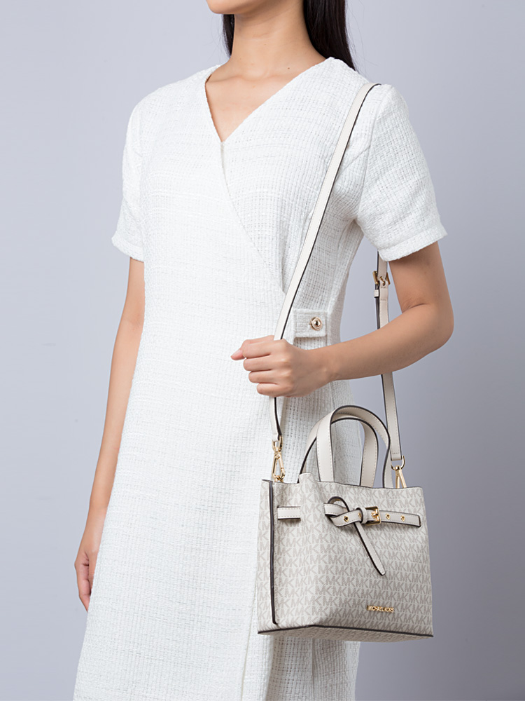 Signature Emilia Small Satchel Light Cream Multi