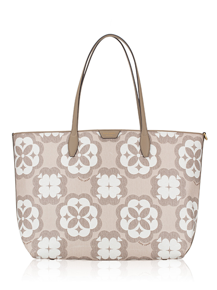 Sutton Spade Flower Monogram Coated Canvas Large Tote Natural Multi