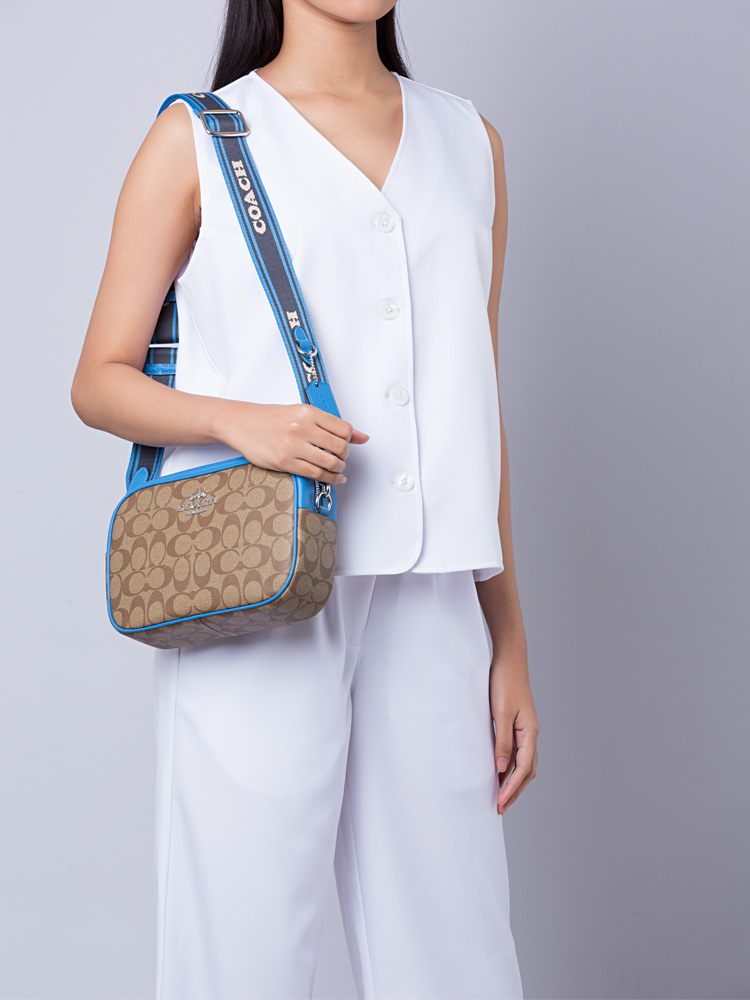 CJ582 Signature Jamie Camera Bag Khaki Racer Blue Multi