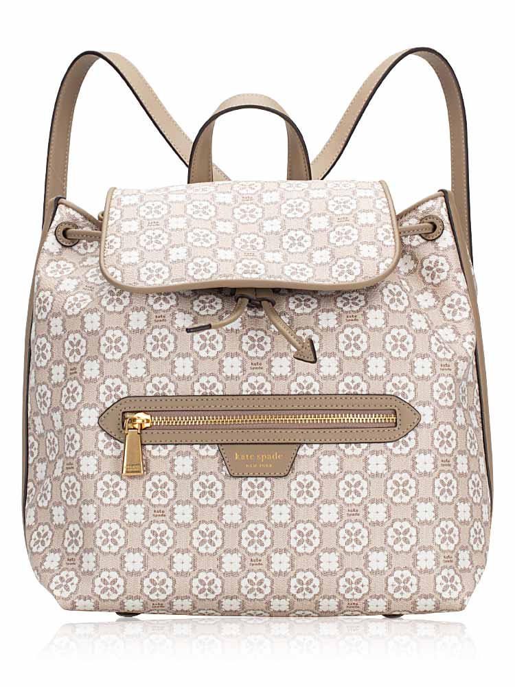 Spade Flower Monogram Mia Flap Backpack Natural Multi