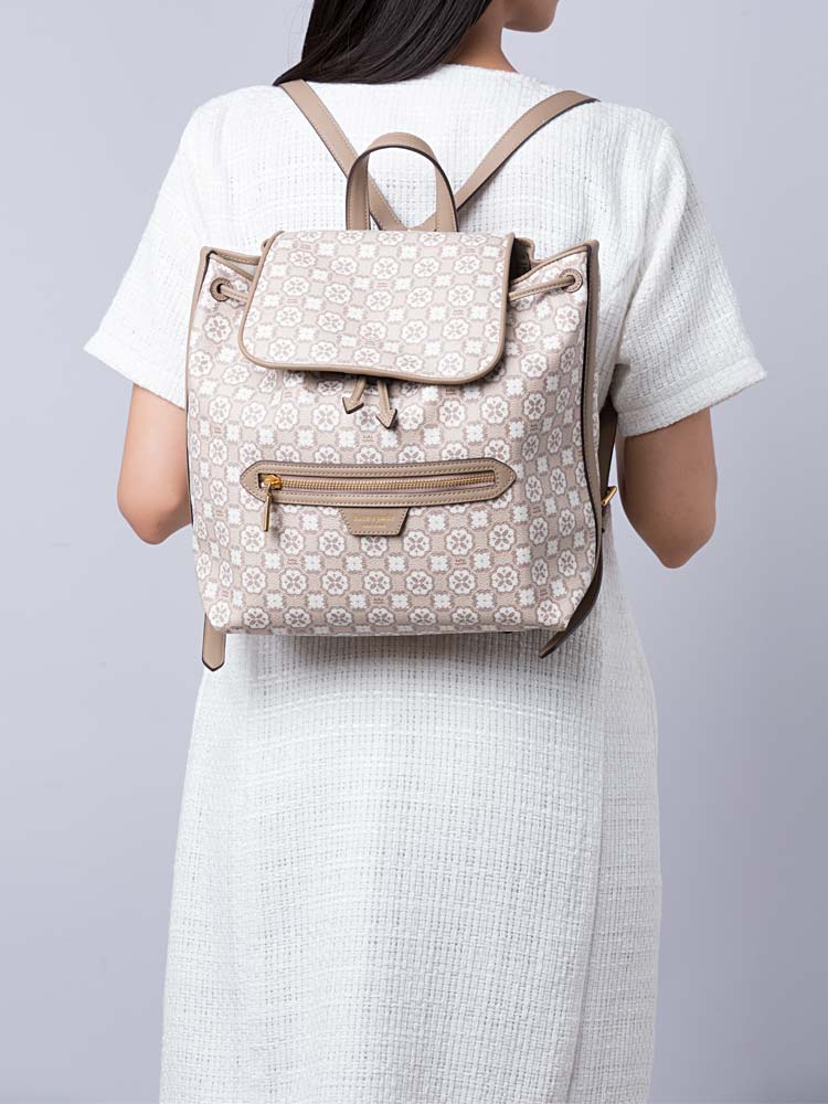 Spade Flower Monogram Mia Flap Backpack Natural Multi