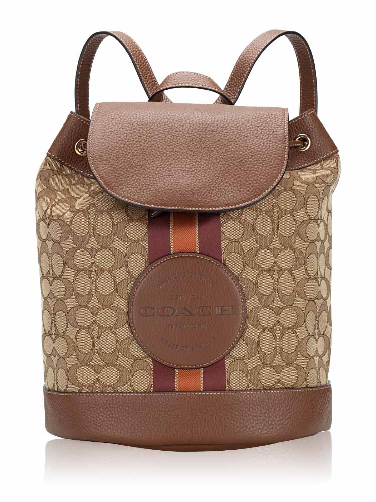 CE601 Signature Dempsey Drawstring Backpack Khaki Saddle Multi