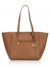 Carine Front Zip Leather Large Tote Luggage