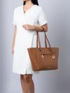 Carine Front Zip Leather Large Tote Luggage