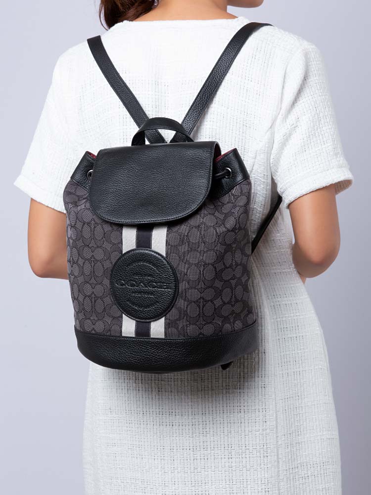 CE601 Signature Dempsey Drawstring Backpack Black Smoke Black Multi