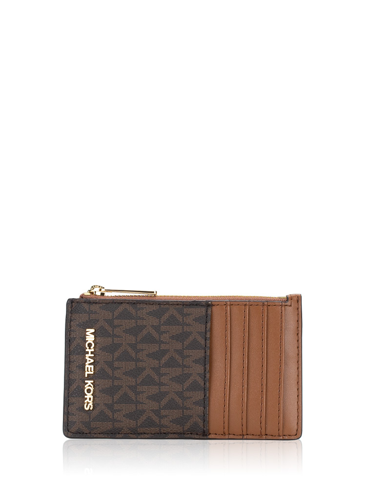 Signature Jet Set Travel Medium Top Zip Card Case Brown