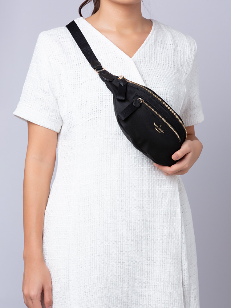 Chelsea Nylon Belt Bag Black Gold
