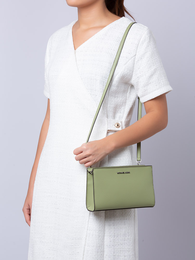 Sheila Saffiano Small Top Zip Crossbody Bag Light Sage