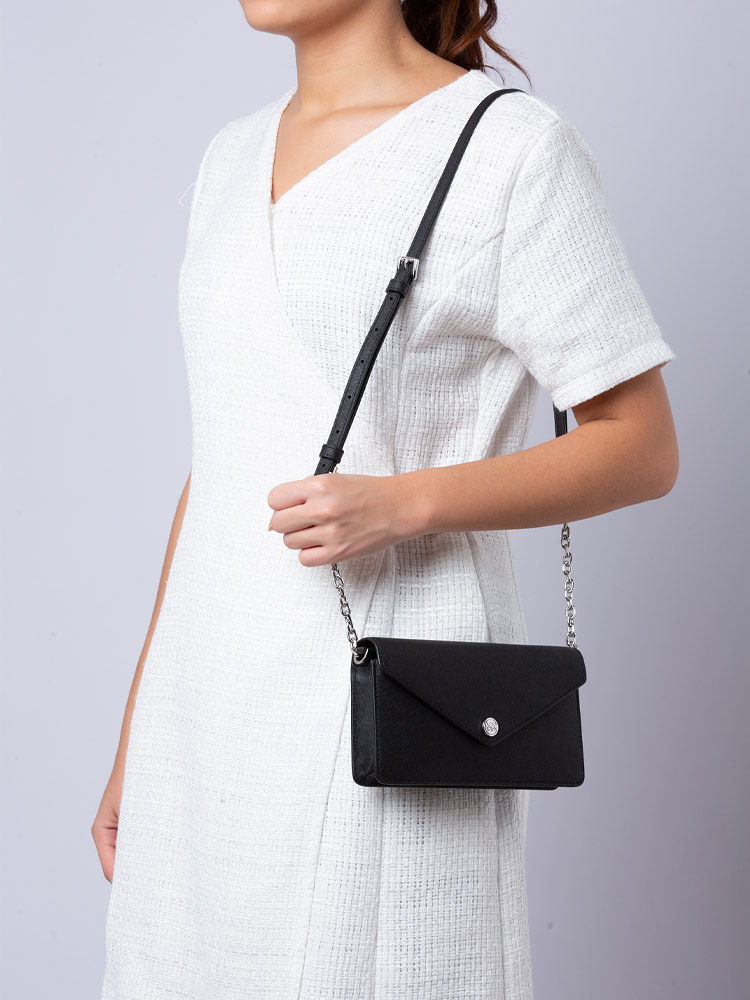 Envelope Small Saffiano Crossbody Bag Black