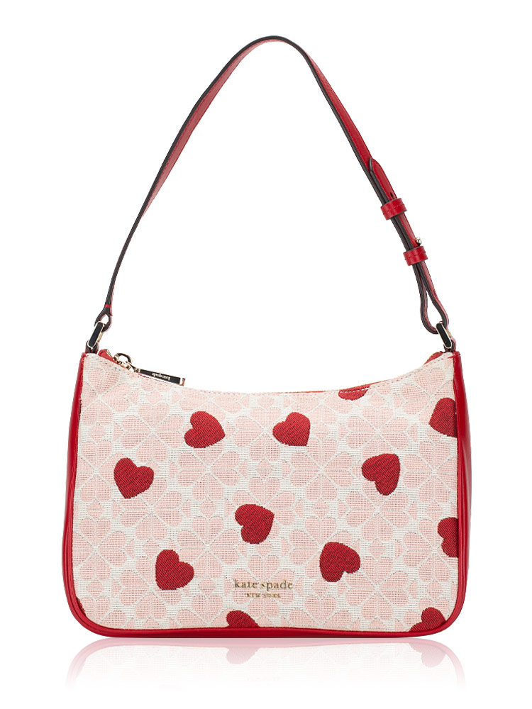 Sam Spade Flower Jacquard Heart Small Shoulder Bag Candied Cherry