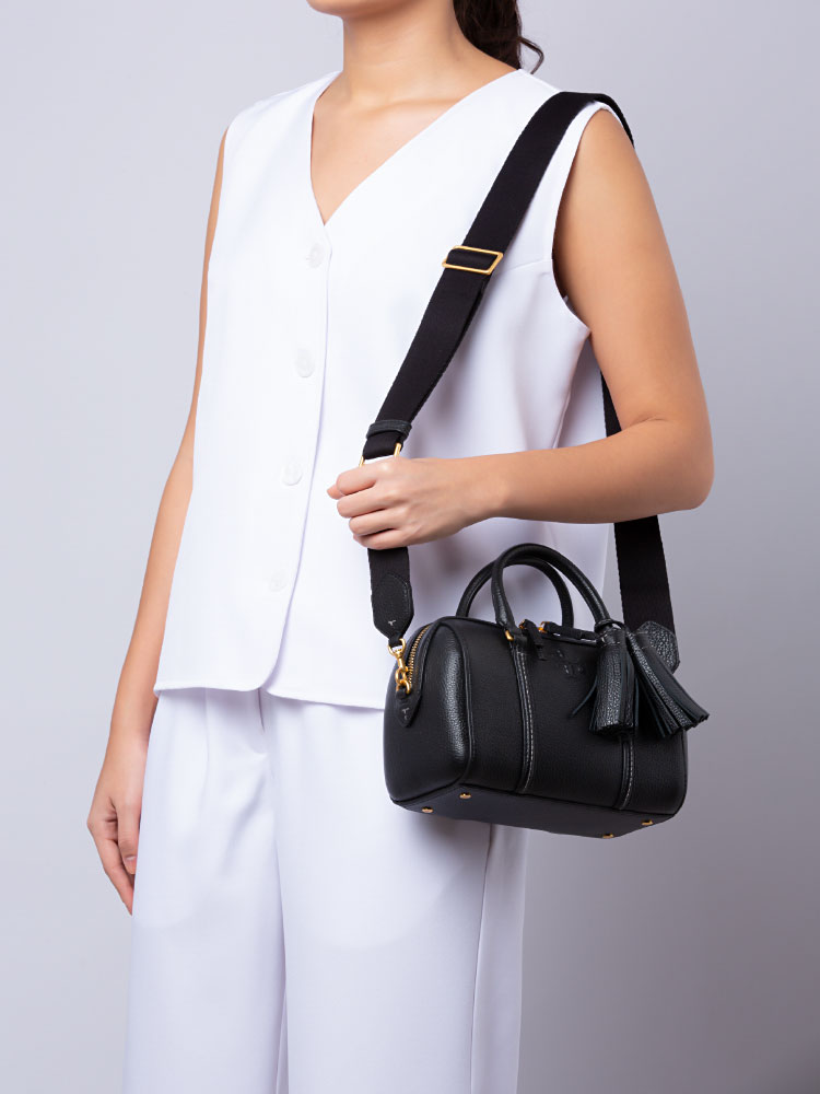 Thea Mini Leather Satchel Black