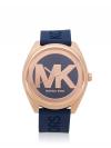 MK7140 Janelle Three Hand Silicone Watch Navy Rose Gold