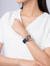 MK7140 Janelle Three Hand Silicone Watch Navy Rose Gold