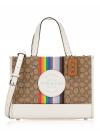 CJ578 Signature Dempsey Jacquard Carryall Rainbow Tote Khaki Multi