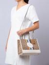 CJ578 Signature Dempsey Jacquard Carryall Rainbow Tote Khaki Multi