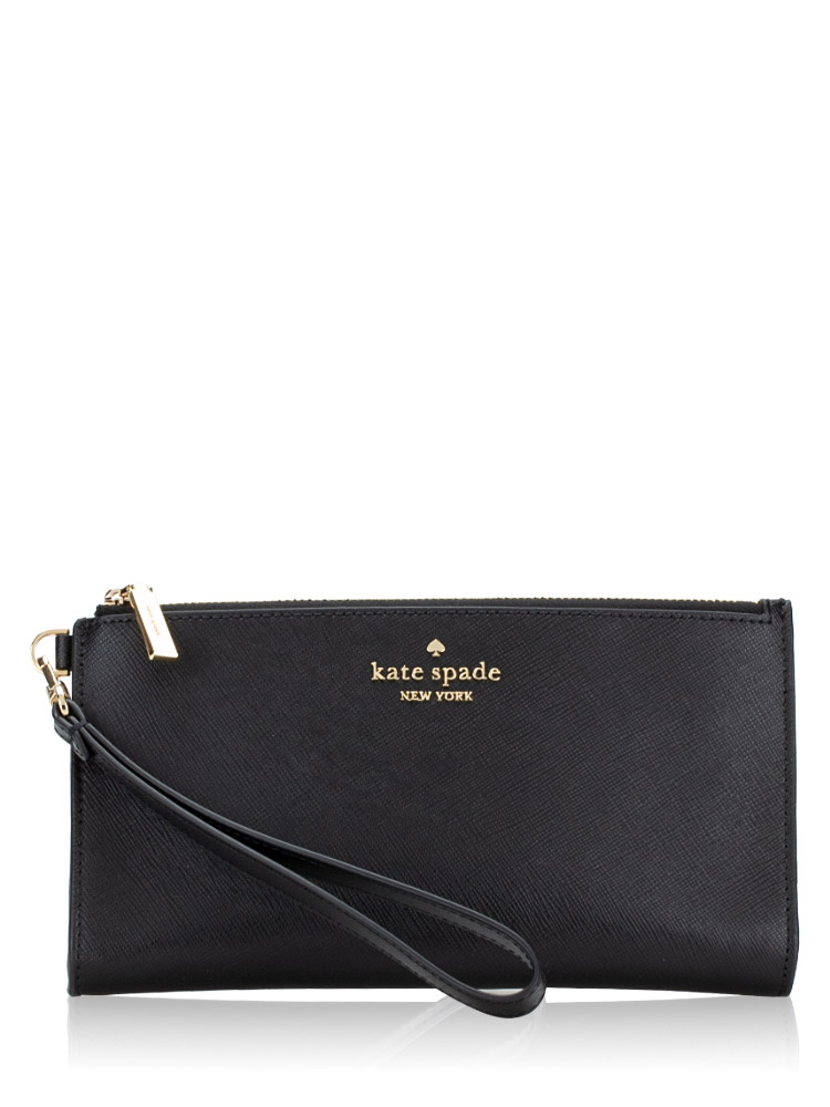 Madison Saffiano Double Zip Wristlet Black