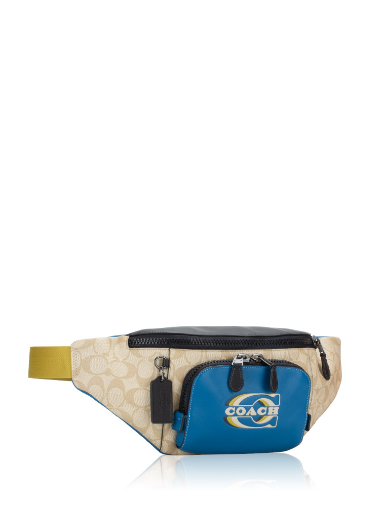 Men CH587 Signature Block Track Belt Bag Light Khaki Blue Jay Multi
