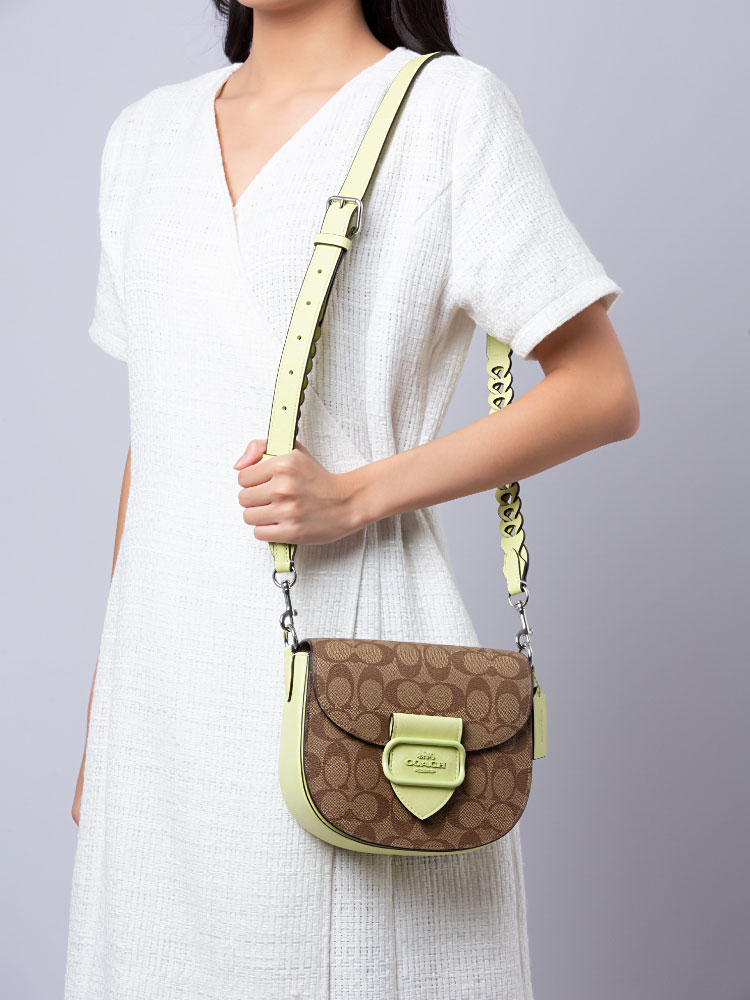 CJ615 Signature Morgan Saddle Crossbody Khaki Pale Lime