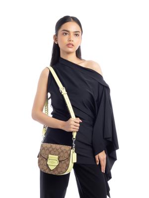 CJ615 Signature Morgan Saddle Crossbody Khaki Pale Lime