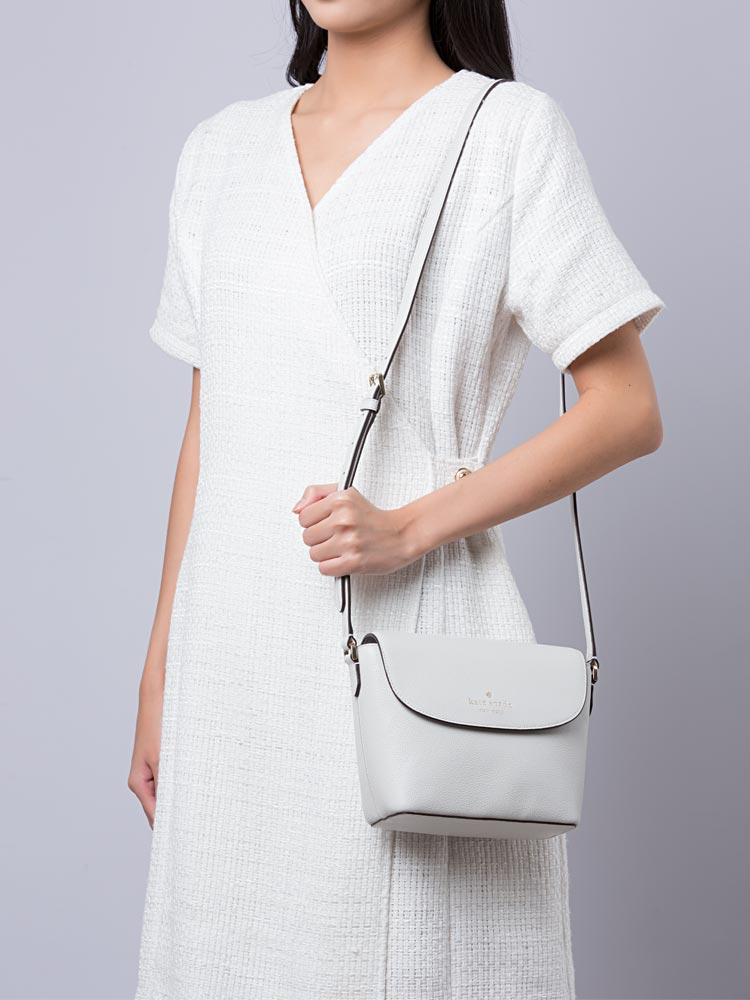 Emmie Leather Flap Crossbody Quill Grey