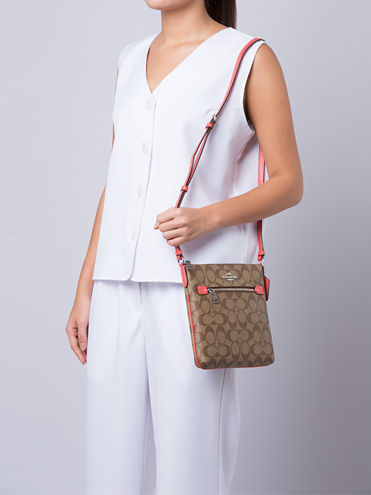 CF340 Signature Mini Rowan File Bag Khaki Tangerine